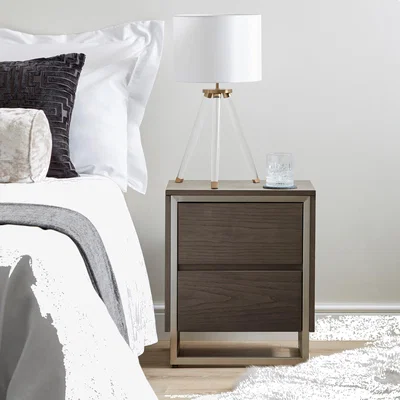 Dunelm Darwin 2 Drawer Bedside Table Grey