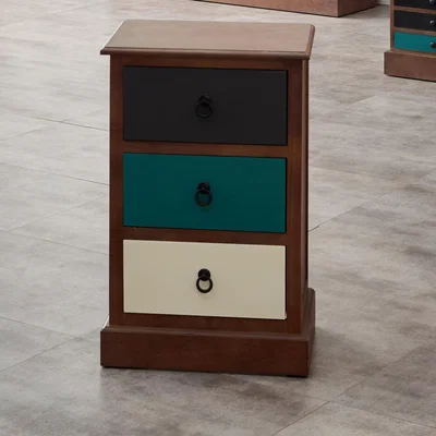 Dunelm Pacific Loft 3 Drawer Bedside Table, Pine MultiColoured