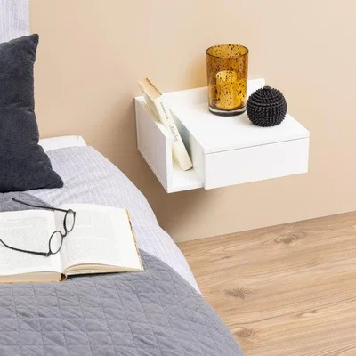 Dunelm Furniture To Go Avignon 1 Drawer Wall Mounted Bedside Table with Shelf