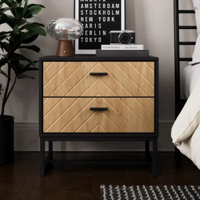 Dunelm Nixon Wide 2 Drawer Bedside Table