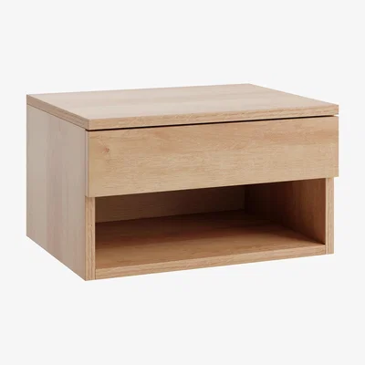 Dunelm Henny 1 Drawer Floating Bedside Table, Light Oak Effect
