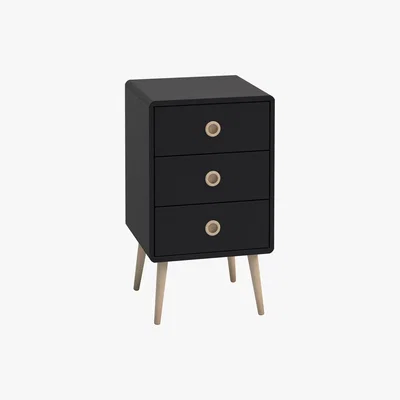 Dunelm Softline 3 Drawer Bedside Table Black
