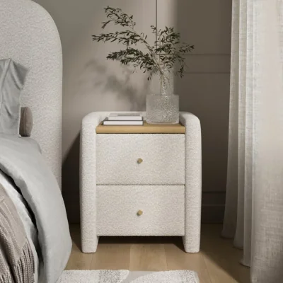 Dunelm Squidge 2 Drawer Boucle Bedside Table