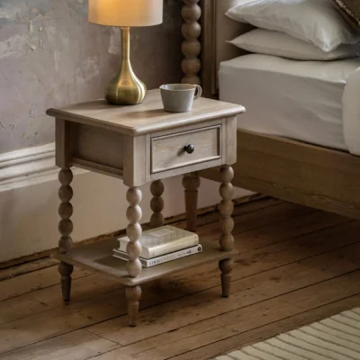 Dunelm Cedar & Sage Boden 1 Drawer Bedside Table