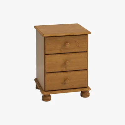Dunelm Colburn Pine 3 Drawer Bedside Natural