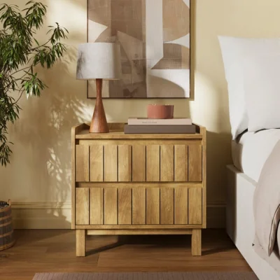 Dunelm Humphrey 2 Drawer Bedside, Mango Wood Effect
