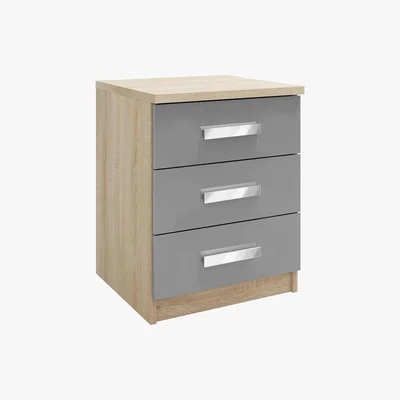 Dunelm Genoa 3 Drawer Bedside Grey