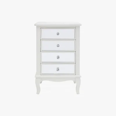 Dunelm Palais Mirrored Ivory 4 Drawer Bedside Table Cream