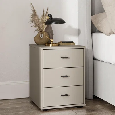 Dunelm Kahla Matt 3 Drawer Bedside Table Pebble