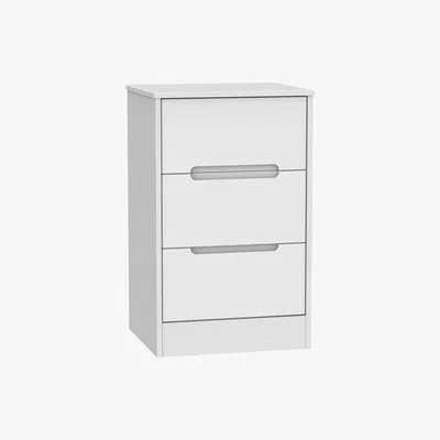 Dunelm Monaco White 3 Drawer Bedside Cabinet White