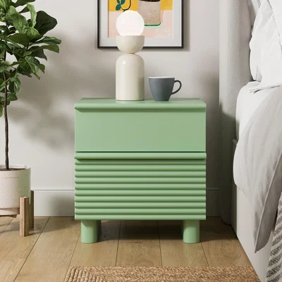 Dunelm Melvin 2 Drawer Bedside Table Mint
