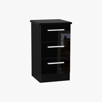 Dunelm Knightsbridge 3 Drawer Bedside Cabinet Black