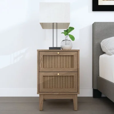 Dunelm Return - Alexander 2 Drawer Bedside Cabinet, Light Wood