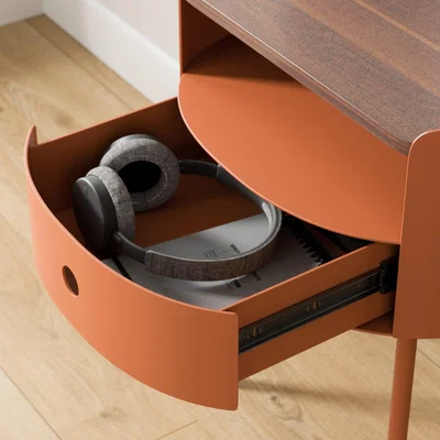 Dunelm Elements Griffin Compact Bedside Table Burnt Orange