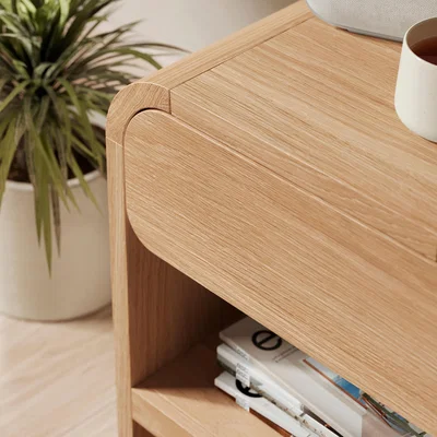 Dunelm Bennett 1 Drawer Bedside Table, Light Oak Wood (Brown)