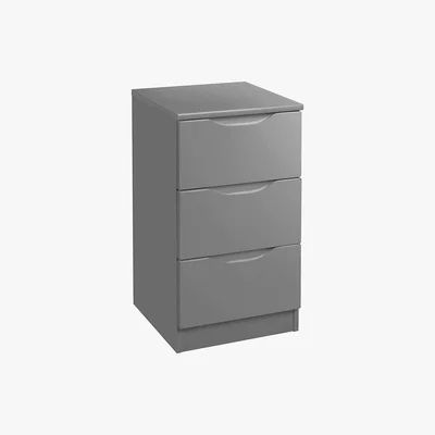 Dunelm Legato Grey 3 Drawer Bedside Grey