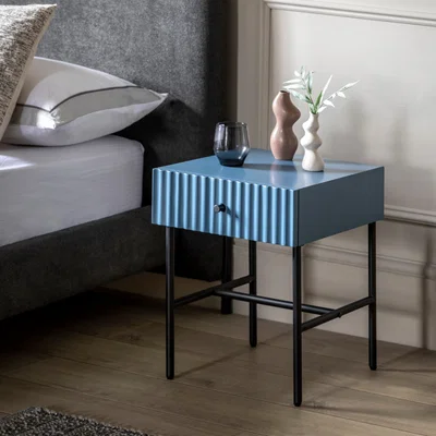 Dunelm Baybridge 1 Drawer Bedside Table Blue