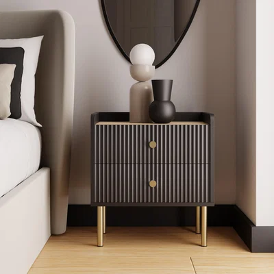 Dunelm Georgi 2 Drawer Bedside Table Black