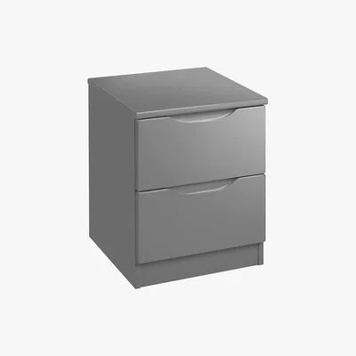 Dunelm Legato Grey 2 Drawer Bedside Grey