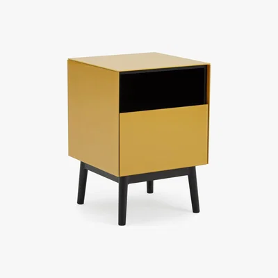Dunelm Monroe Glass Ochre Bedside Table Yellow