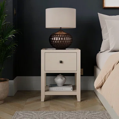 Dunelm Luxe 1 Drawer Slim Bedside Table Natural