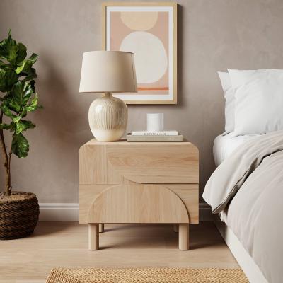 Dunelm Aldo 2 Drawer Bedside Table, Light Oak Light Oak