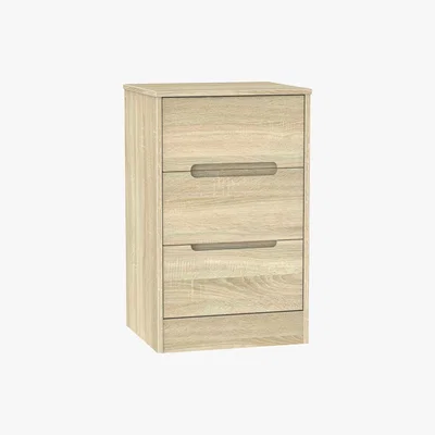 Dunelm Monaco Wood Effect 3 Drawer Bedside Cabinet Natural