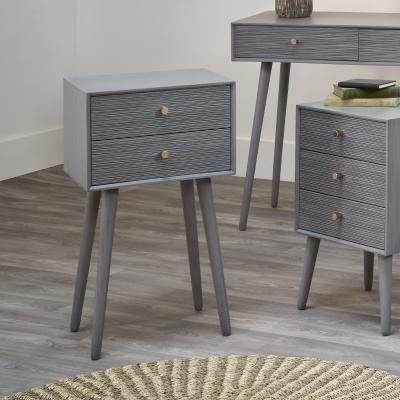 Dunelm Pacific Chaya 2 Drawer Bedside Table, Grey Pine Grey