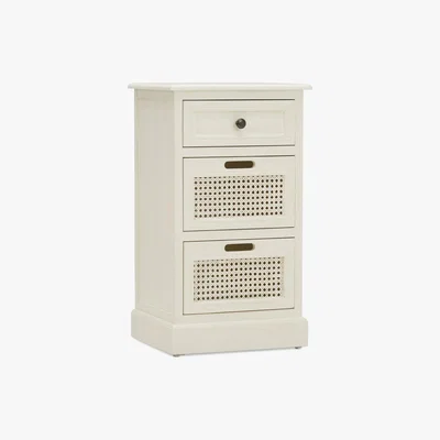 Dunelm Lucy Cane Cream Bedside Table Natural (White)