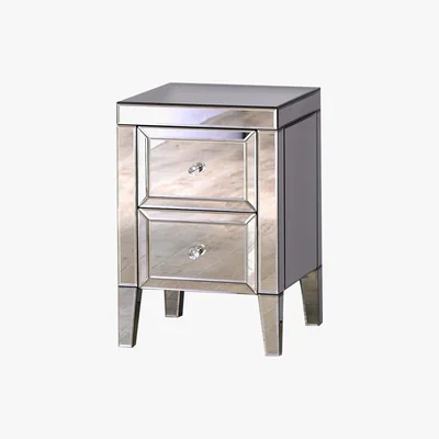 Dunelm Valencia 2 Drawer Bedside Silver