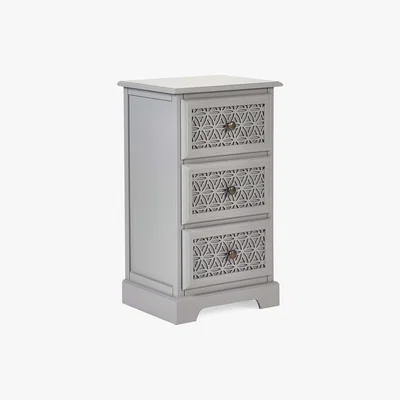 Dunelm Carys 3 Drawer Bedside Table Grey