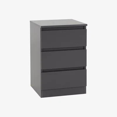 Dunelm Walker 3 Drawer Bedside Table Grey