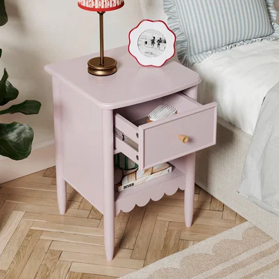 Dunelm Remi 1 Drawer Bedside Table Heather