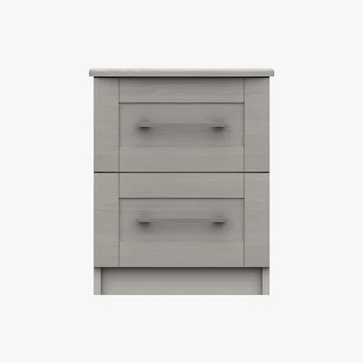 Dunelm Ethan Light Grey 2 Drawer Bedside Grey