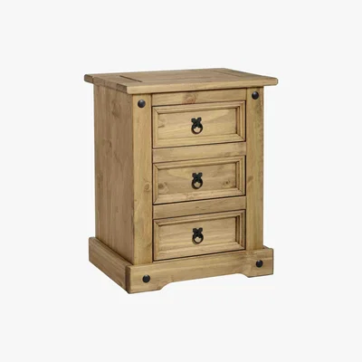 Dunelm Premiere Corona 3 Drawer Bedside Chest Natural