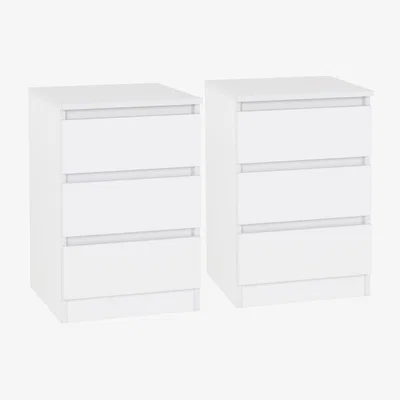 Dunelm Set of 2 Walker 3 Drawer Bedside Tables White