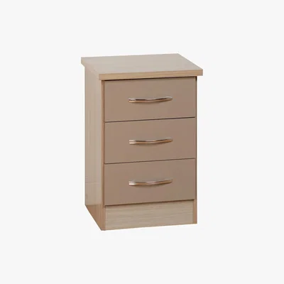 Dunelm Nevada 3 Drawer Oyster Bedside Table Oyster