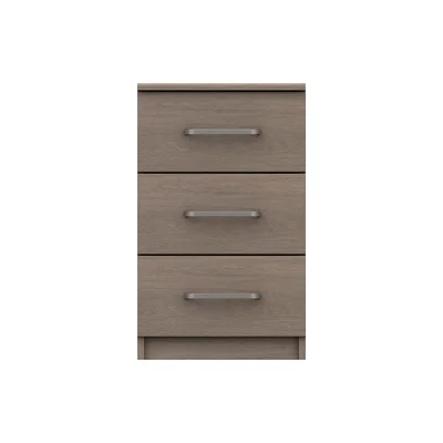 Dunelm Parker Beige 3 Drawer Bedside Table Dark Wood (Brown)