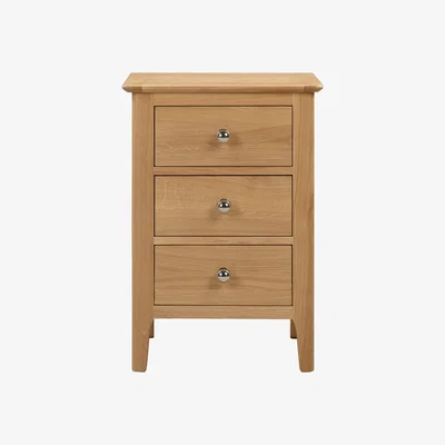 Dunelm Cotswold 3 Drawer Bedside Table Light Brown