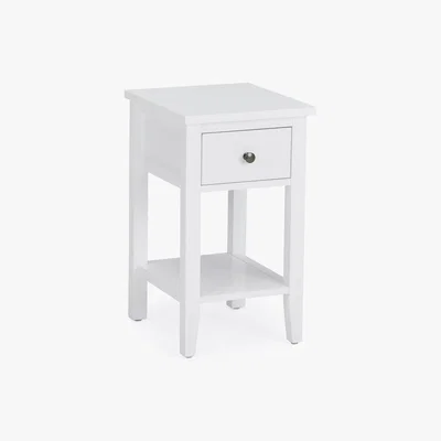 Dunelm Lynton Compact White Slim Bedside Table White
