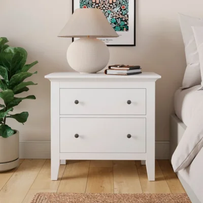Dunelm Lynton 2 Drawer Wide Bedside Table