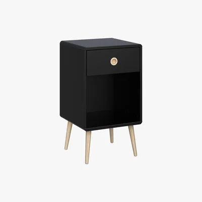 Dunelm Softline 1 Drawer Bedside Table Black