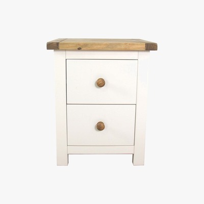 Dunelm Kansas Wooden 2 Drawer Wide Bedside White