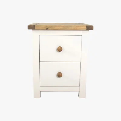 Dunelm Kansas Wooden 2 Drawer Wide Bedside White
