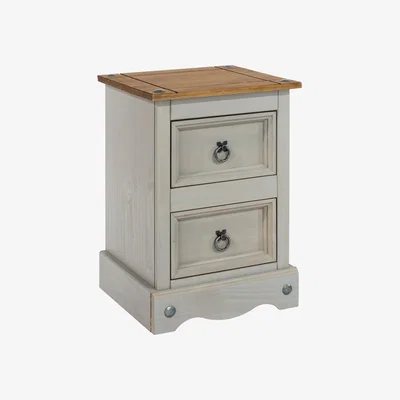Dunelm Corona Grey 2 Drawer Petite Bedside Cabinet Grey