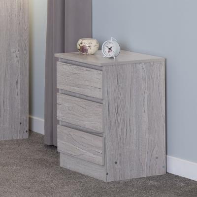 Dunelm Return - Walker 3 Drawer Bedside Table, Urban Snow