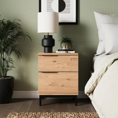Dunelm Reynolds 2 Drawer Bedside Table Rustic Oak Effect