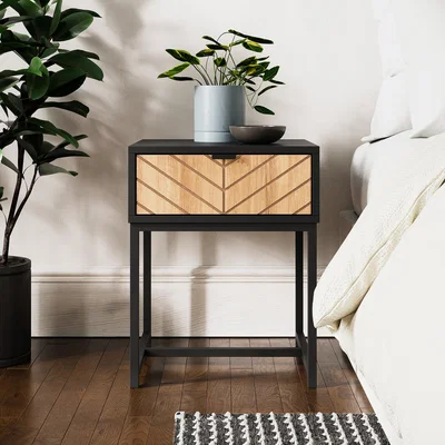 Dunelm Nixon 1 Drawer Bedside Table Black