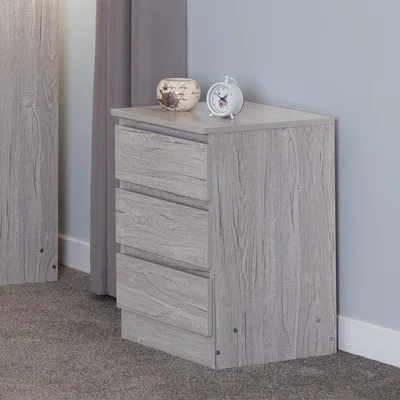 Dunelm Malvern 3 Drawer Bedside Table Urban Snow