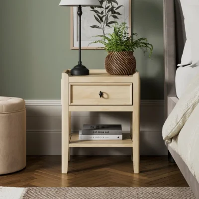 Dunelm Portland 1 Drawer Bedside Table, Mango Wood